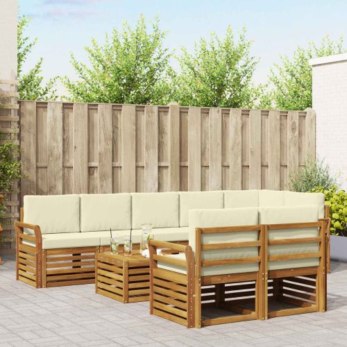 Комплекти дивани 9 pcs Натурален и Крема Солидно акациево дърво