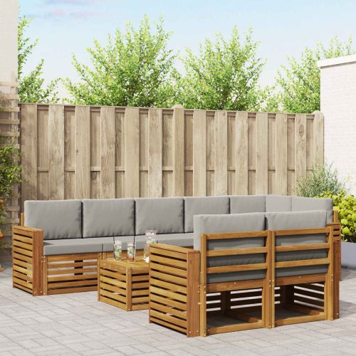 Комплекти дивани с възглавница 9 pcs Естествено и светло сиво