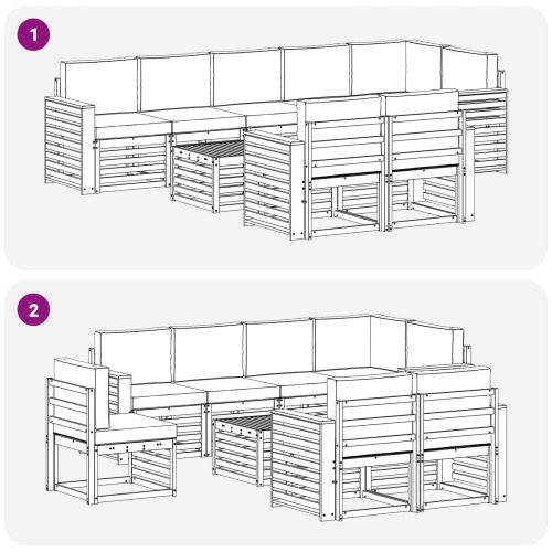 Комплекти дивани с възглавница 9 pcs Натурален и Антрацит
