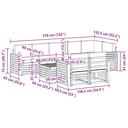 Комплекти дивани с възглавница 9 pcs Натурален и Антрацит