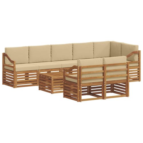 Комплекти дивани 9 pcs Натурален и Бежов Солидно акациево дърво