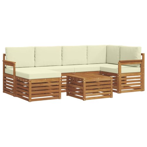 Комплекти дивани 7 pcs Натурален и Крема Солидно акациево дърво