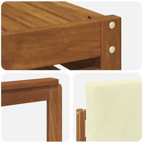 Комплекти дивани 7 pcs Натурален и Крема Солидно акациево дърво