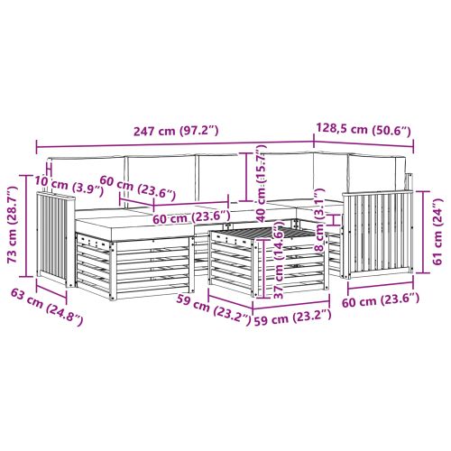 Комплекти дивани с възглавница 7 pcs Естествено и светло сиво