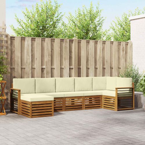 Комплекти дивани 7 pcs Натурален и Крема Солидно акациево дърво