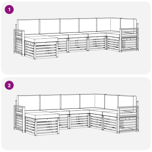 Комплекти дивани с възглавница 7 pcs Натурален и Антрацит