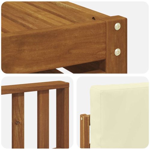 Комплекти дивани 8 pcs Натурален и Крема Солидно акациево дърво