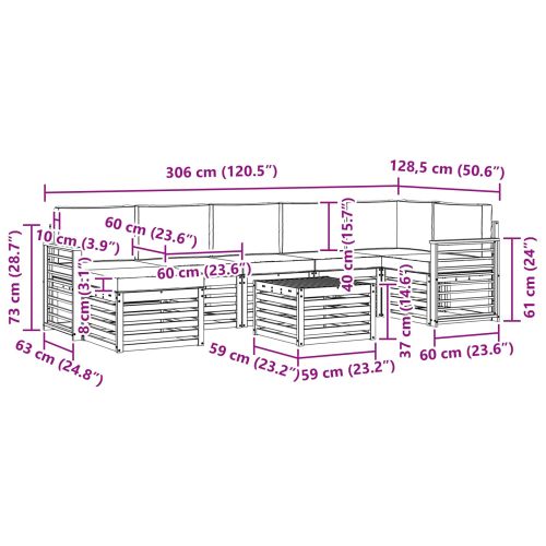 Комплекти дивани 8 pcs Натурален и Крема Солидно акациево дърво