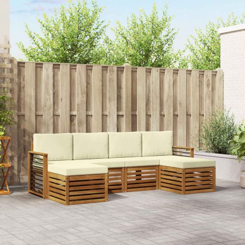 Комплекти дивани 6 pcs Натурален и Крема Солидно акациево дърво