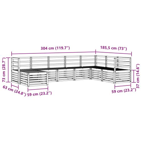 Комплекти дивани 8 pcs Естествен Солидно акациево дърво