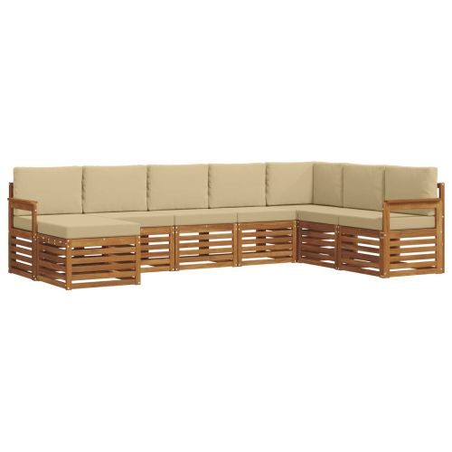 Комплекти дивани 8 pcs Натурален и Бежов Солидно акациево дърво