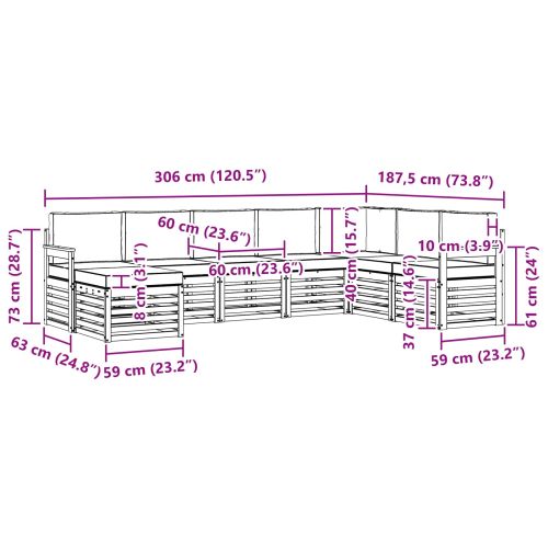 Комплект дивани за открито 8 pcs Натурален и Бежов