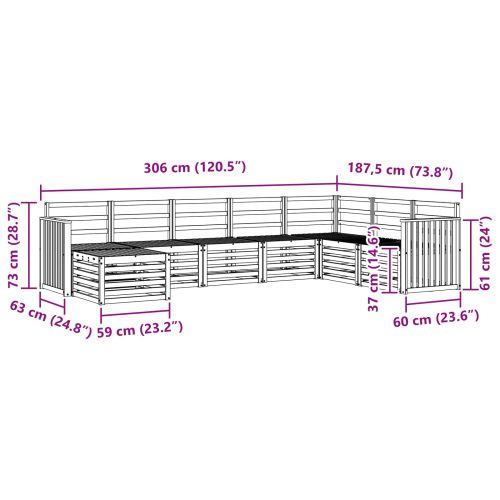 Комплект дивани за открито 8 pcs Естествен