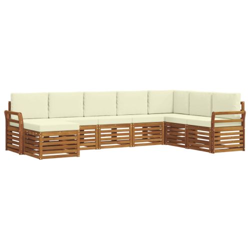 Комплекти дивани 8 pcs Натурален и Крема Солидно акациево дърво