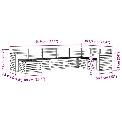 Комплект дивани за открито 8 pcs Естествен