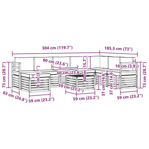 Комплект дивани за открито 9 pcs Натурален и Антрацит