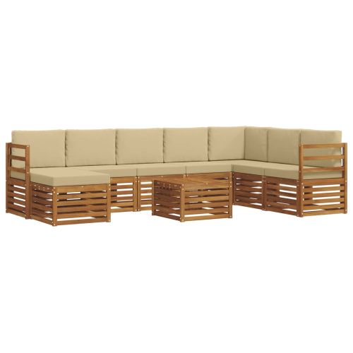 Комплекти дивани 9 pcs Натурален и Бежов Солидно акациево дърво