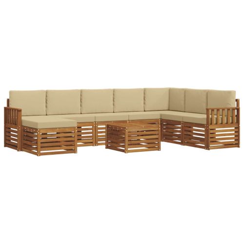 Комплекти дивани 9 pcs Натурален и Бежов Солидно акациево дърво