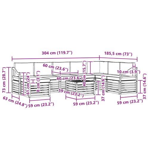 Комплект дивани за открито 9 pcs Натурален и Антрацит