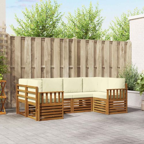 Комплекти дивани 6 pcs Натурален и Крема Солидно акациево дърво