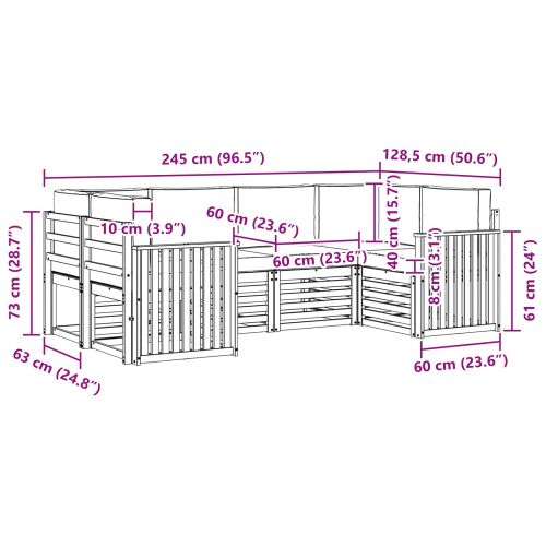 Комплекти дивани 6 pcs Натурален и Крема Солидно акациево дърво