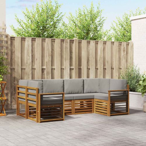 Комплекти дивани с възглавница 6 pcs Естествено и светло сиво