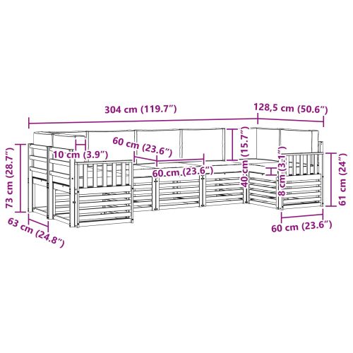 Комплект секционен диван 7 pcs Естествено и светло сиво