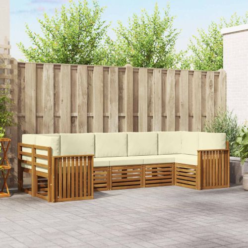 Комплекти дивани 7 pcs Натурален и Крема Солидно акациево дърво