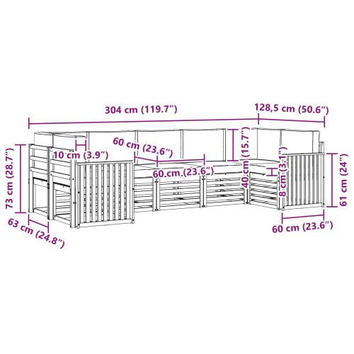 Комплекти дивани с възглавница 7 pcs Естествено и светло сиво