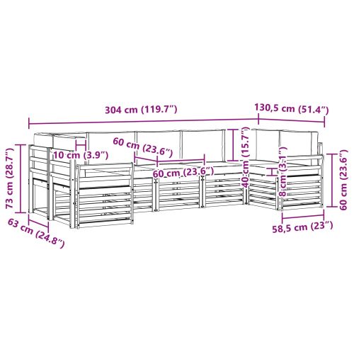 Комплект секционен диван 7 pcs Естествено и светло сиво