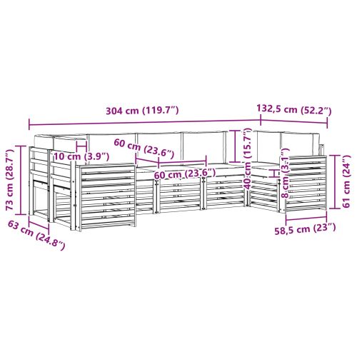 Комплект секционен диван с възглавница 7 pcs Натурален и Бежов