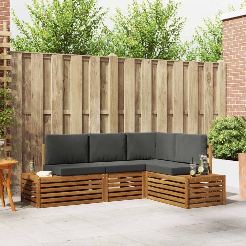 Комплект дивани за открито 4 Брой Натурален и Антрацит