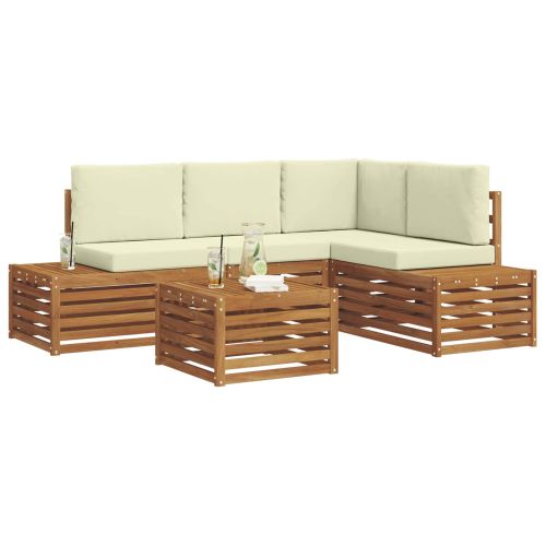 Комплект дивани за открито 5 Брой Натурален и Крема