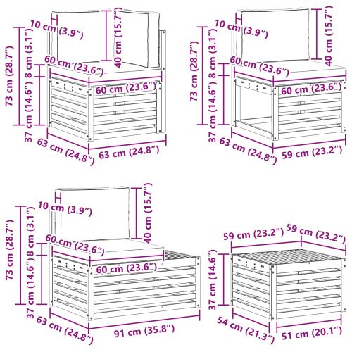 Комплект дивани за открито 5 Брой Натурален и Крема