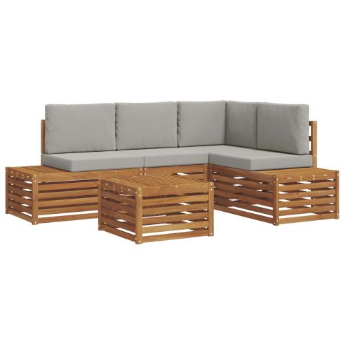 Комплект дивани за открито 5 Брой Естествено и светло сиво