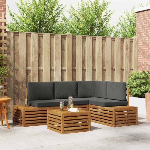 Комплект дивани за открито 5 Брой Натурален и Антрацит