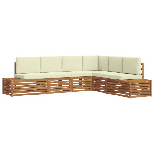 Комплект дивани за открито 6 Брой Натурален и Крема