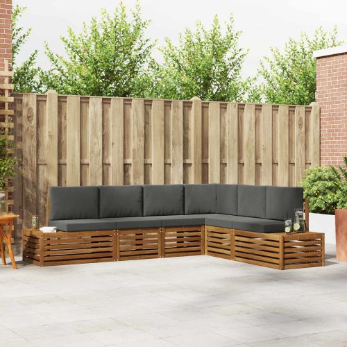 Комплект дивани за открито 6 Брой Натурален и Антрацит