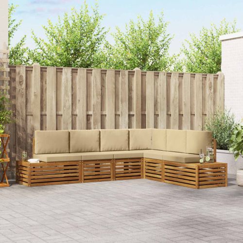 Комплект дивани за открито 6 Брой Натурален и Бежов