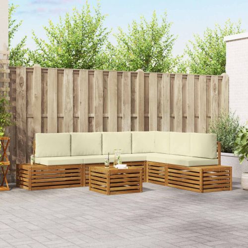 Комплект дивани за открито 7 Брой Натурален и Крема
