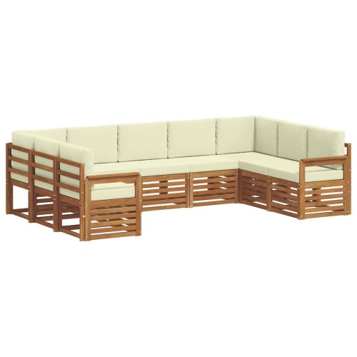 Комплекти дивани 9 pcs Натурален и Крема Солидно акациево дърво
