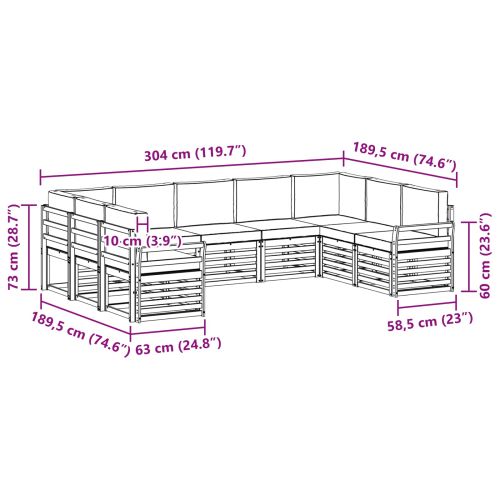 Комплекти дивани с възглавница 9 pcs Натурален и Антрацит