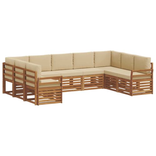 Комплекти дивани 9 pcs Натурален и Бежов Солидно акациево дърво