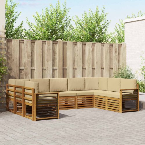 Комплекти дивани 9 pcs Натурален и Бежов Солидно акациево дърво
