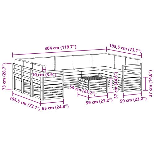 Комплекти дивани с възглавница 10 pcs Натурален и Антрацит