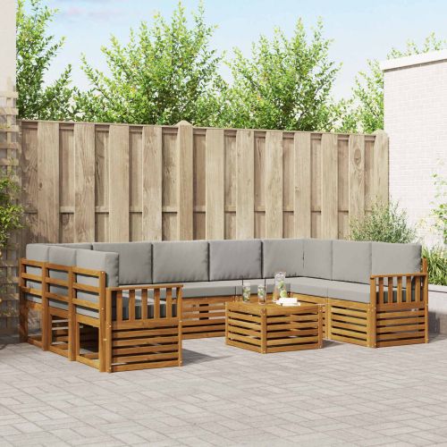 Комплекти дивани с възглавница 10 pcs Естествено и светло сиво