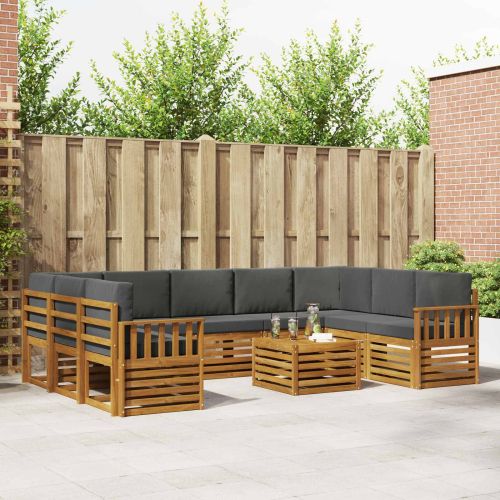 Комплекти дивани с възглавница 10 pcs Натурален и Антрацит