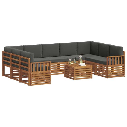 Комплекти дивани с възглавница 10 pcs Натурален и Антрацит