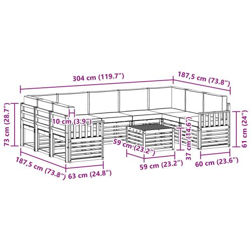 Комплекти дивани с възглавница 10 pcs Натурален и Бежов