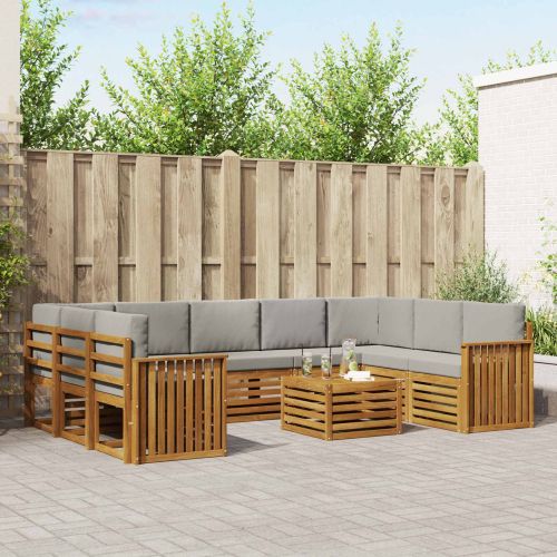 Комплекти дивани с възглавница 10 pcs Естествено и светло сиво